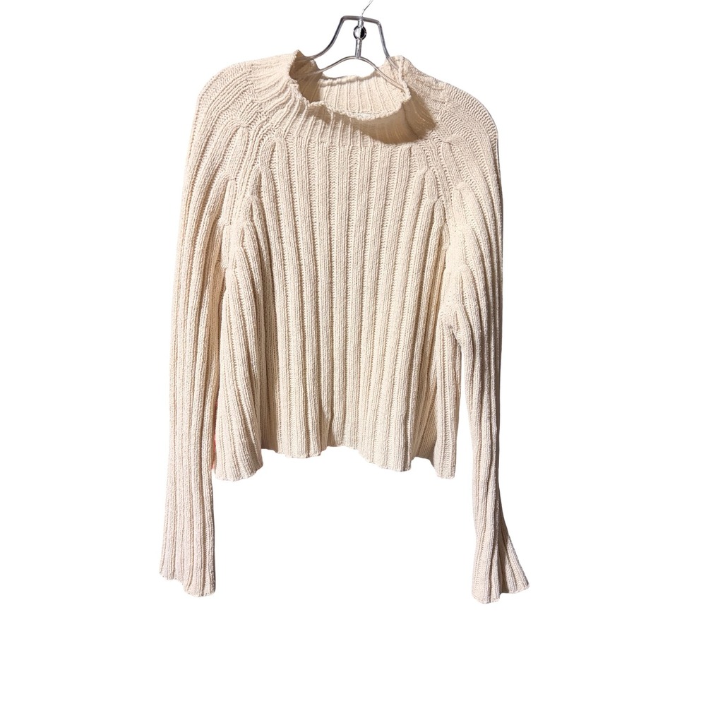 American Eagle Chenille Ribbed Sweater Women XL Cream